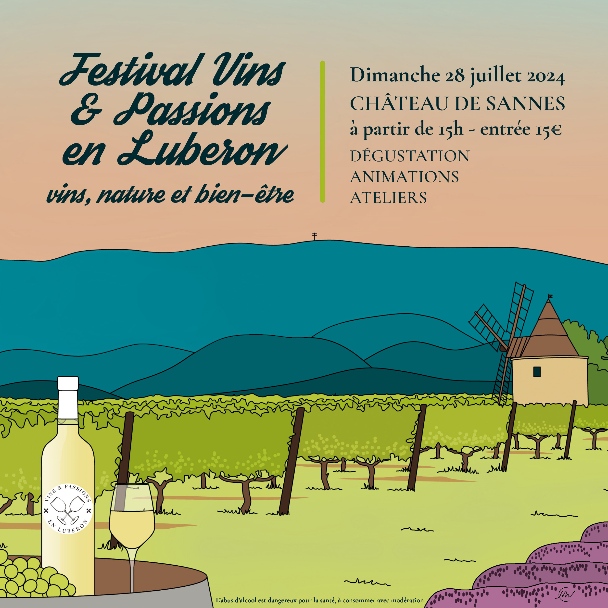 Festival Vins et Passions en Luberon 2024 : vins, nature et bin-^tre dimanche 28 juillet au chateau de sannes
